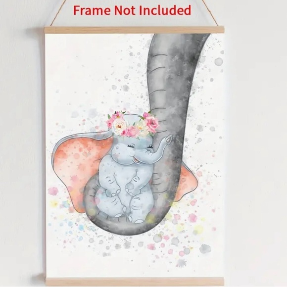 Canvas Poster, Modern Art, Dumbo Print, Dumbo Watercolor  Dumbo Rocking baby - Picture 1 of 3